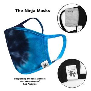 TIE DYE BLUE FACE MASK. MADE IN USA. WASHABLE.